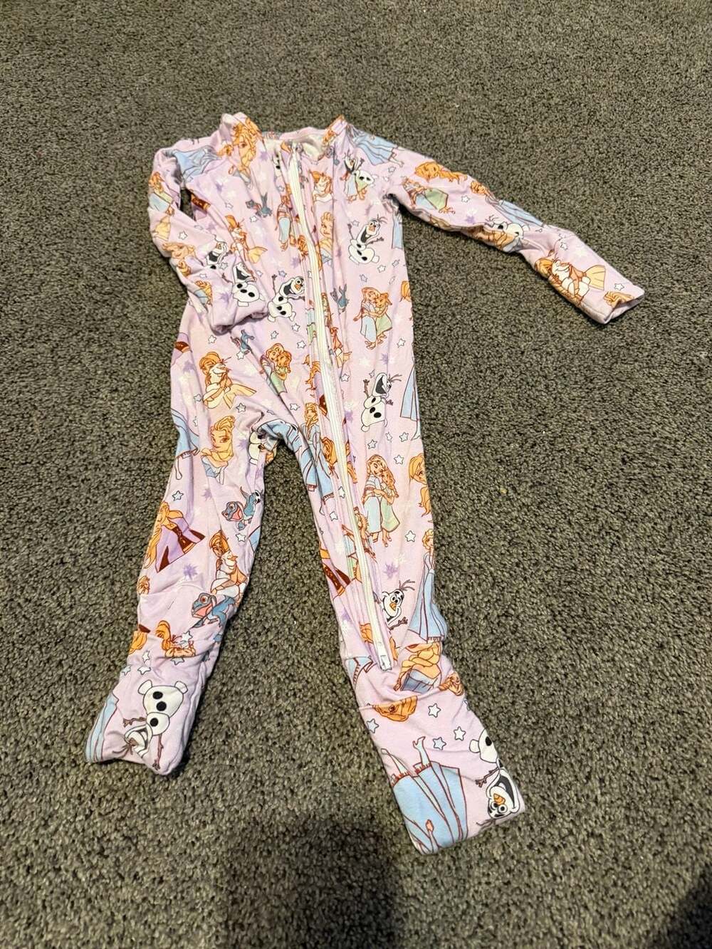 Disney Frozen Bamboo Zip Footie Pajamas Size 6-12M
